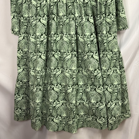 Laura Ashley x Joanie Vanora Peacock Damask Corduroy Midi Dress Green Size 12 - Picture 4 of 7